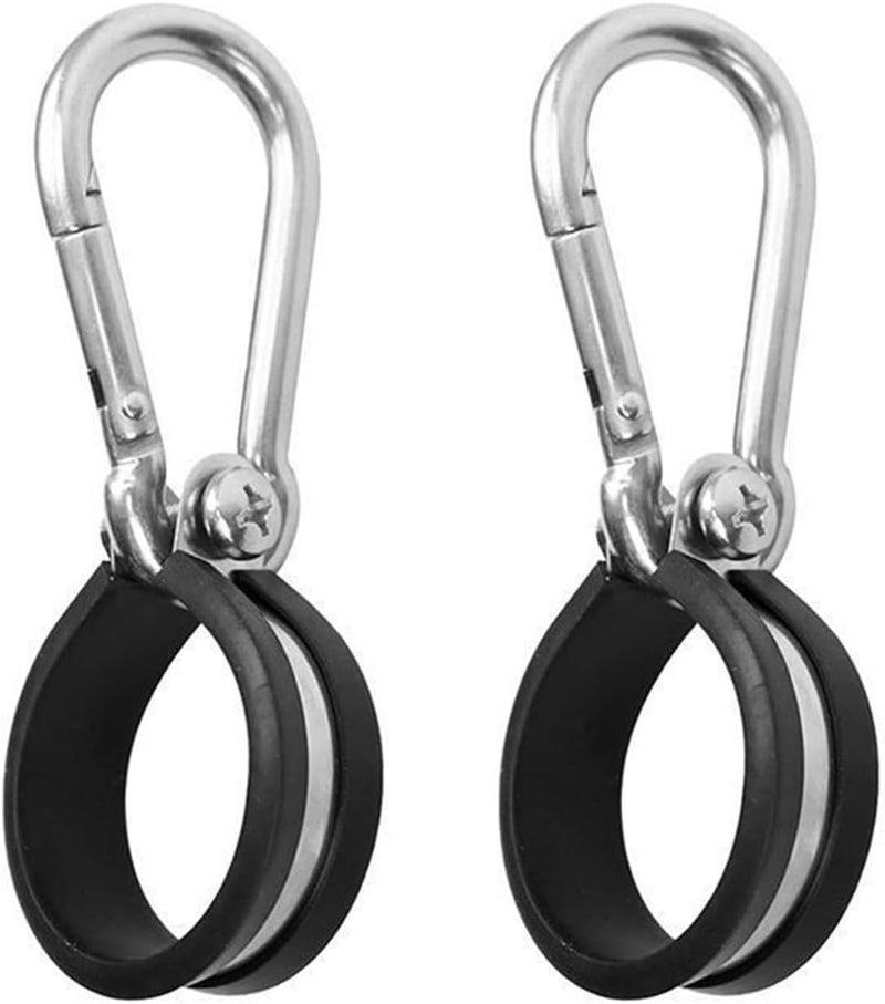 Funnytek Hanger Bracket Mounting Assembly Rubber Cushioned Stainless Steel Airpower Line Clamp for 3-in-1 Wrap Air Hose Lines for Tractor Trailer Semi Truck (2 Pcs) - Image 1